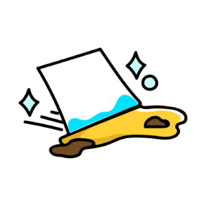 Illustration of a towel cleaning up pee and poop